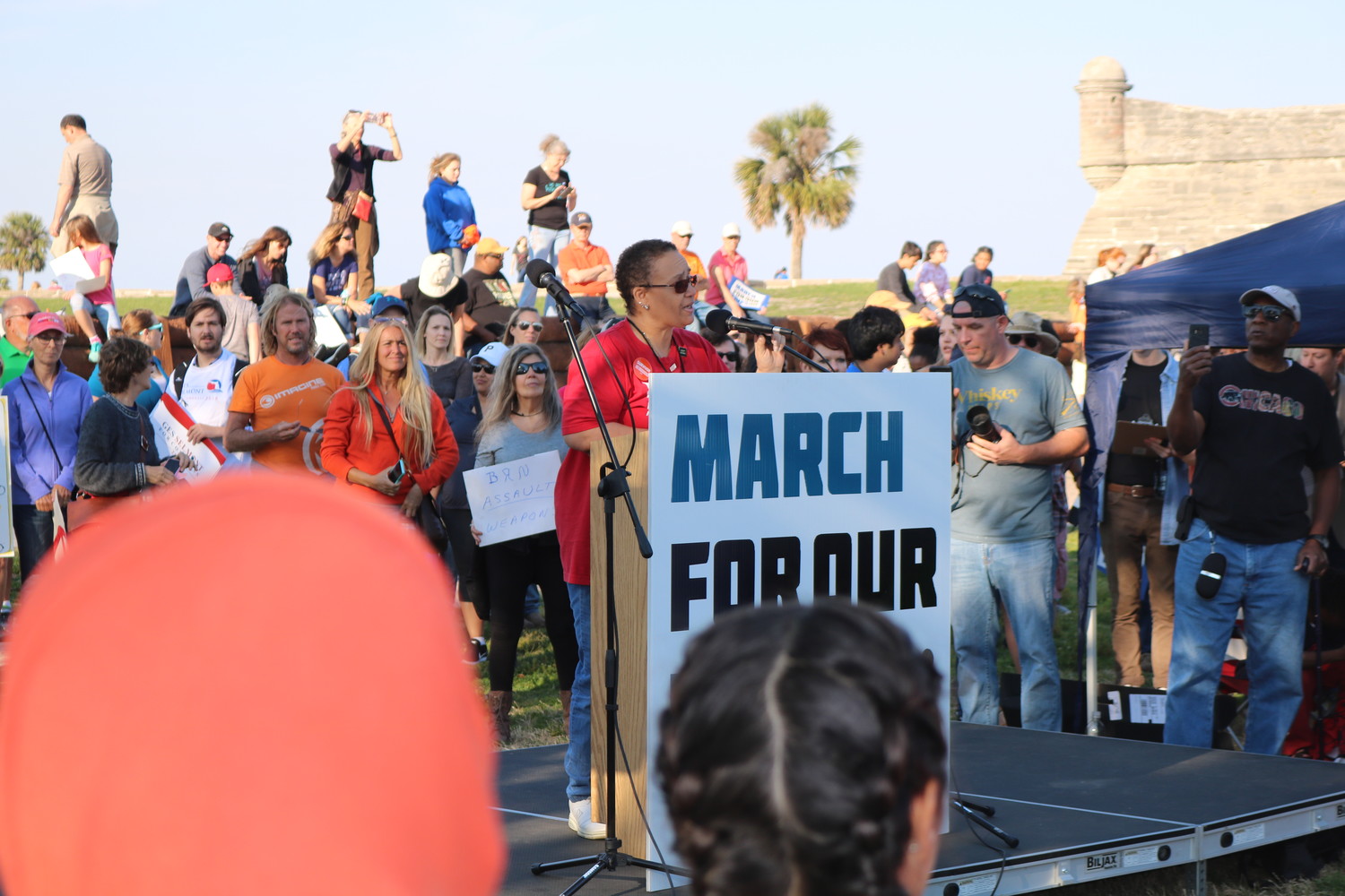 Chryl Anderson of Mom's Demand Action addresses the rally at the March for Our Lives event in St. Augustine on March 24.