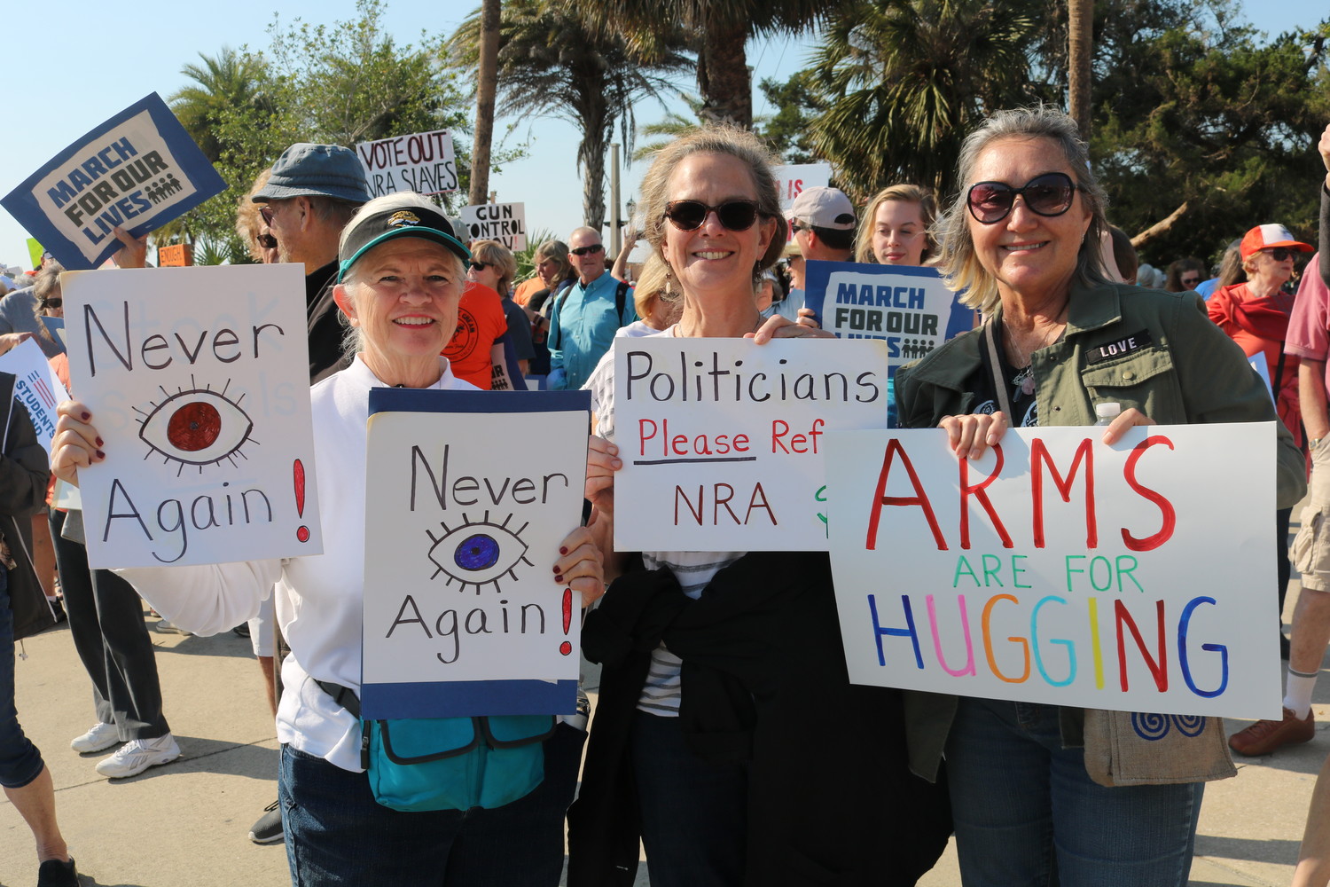 Community members join the March for Our Lives national movement in St. Augustine on Saturday, March 24. The march traveled over the Bridge of Lions and along Avenida Menendez, concluding with a rally adjacent to Castillo de San Marcos.