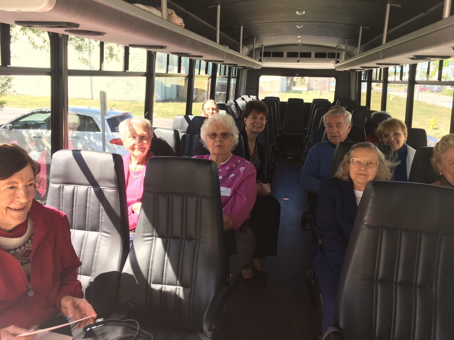 Vicar’s Landing residents who support Mission House travel by bus to visit the Beaches homeless day facility on March 22.