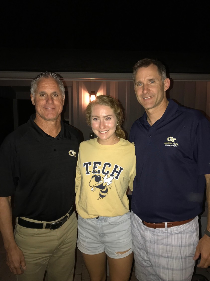 Ponte Vedra runner and Georgia Tech commit Claire Moritz gathers with Georgia Tech cross country and track and field coach Alan Drosky (left) and father John Moritz (right), who also ran for Drosky in the early 1990s.