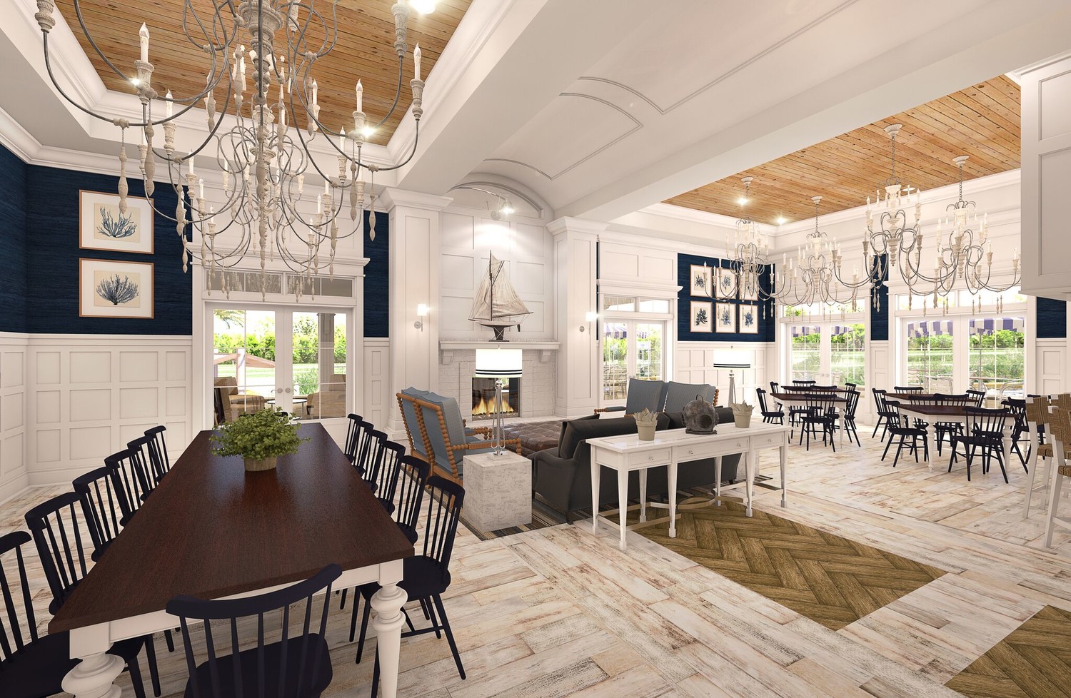 As displayed in the rendering, the Lake House Amenity and Fitness Center at Beacon Lake will provide opportunities for indoor and outdoor recreation — and relaxation — for residents of the community.