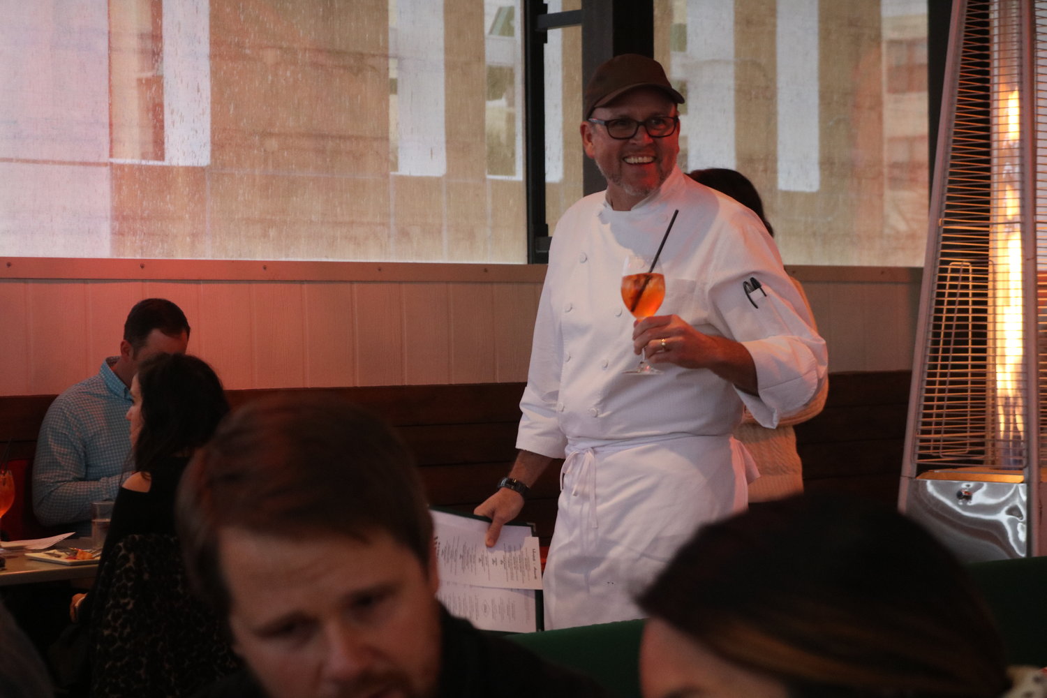 Chef Tom Gray makes a toast to new beginnings at Prati's menu tasting, Jan. 29.