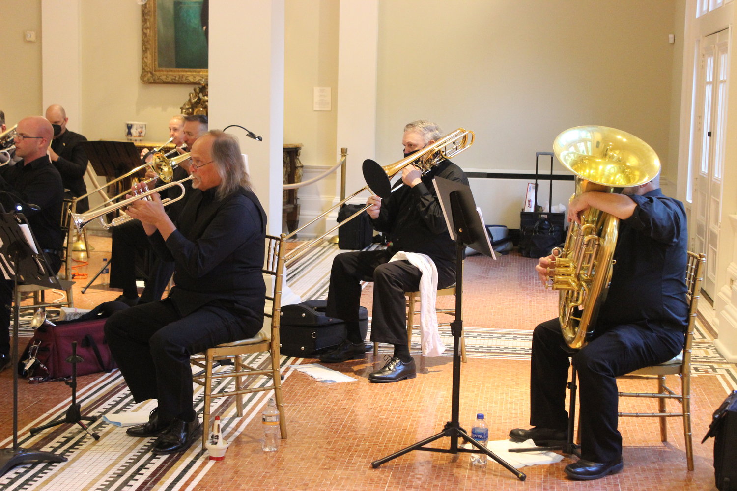 The St. Augustine Orchestra brass ensemble performs at the Lightner Museum for “Music at the Museum: A Spring Extravaganza.”