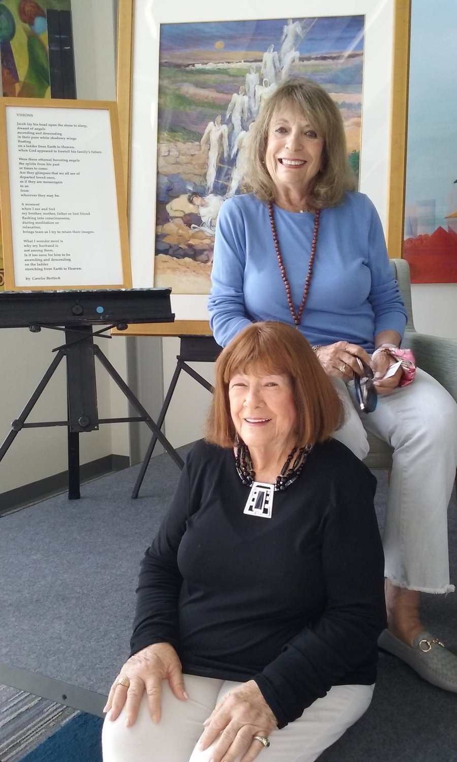 Poet and painter Carolee Bertisch, bottom, and painter Ellen Diamond teamed up for the PAM Jam portion of the Cultural Center’s ‘Grand Opening of the Arts’ at the link on Thursday, July 15.