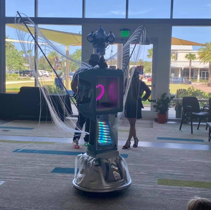 A robot welcomes people to the link during the Cultural Center’s ‘Grand Opening of the Arts’ on Thursday, July 15.