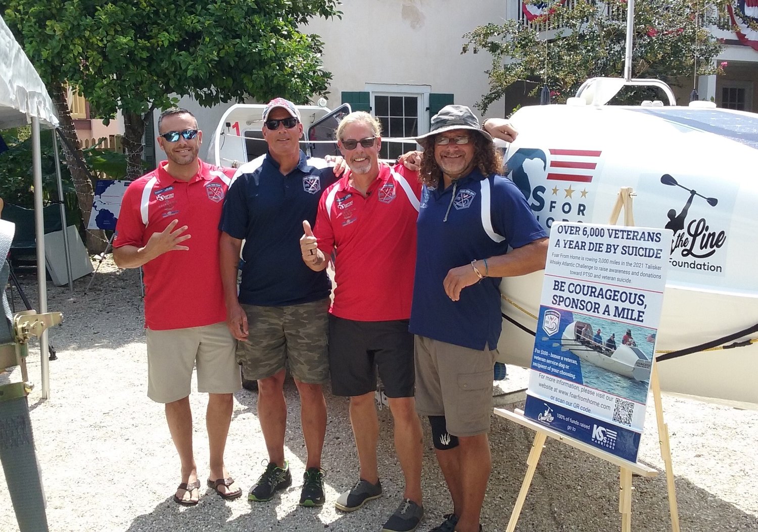 The Foar From Home team is comprised of, from left, Cameron Hansen, Billy Cimino, Hupp Huppmann and Paul Lore. The veterans are planning to row a boat across the Atlantic Ocean.