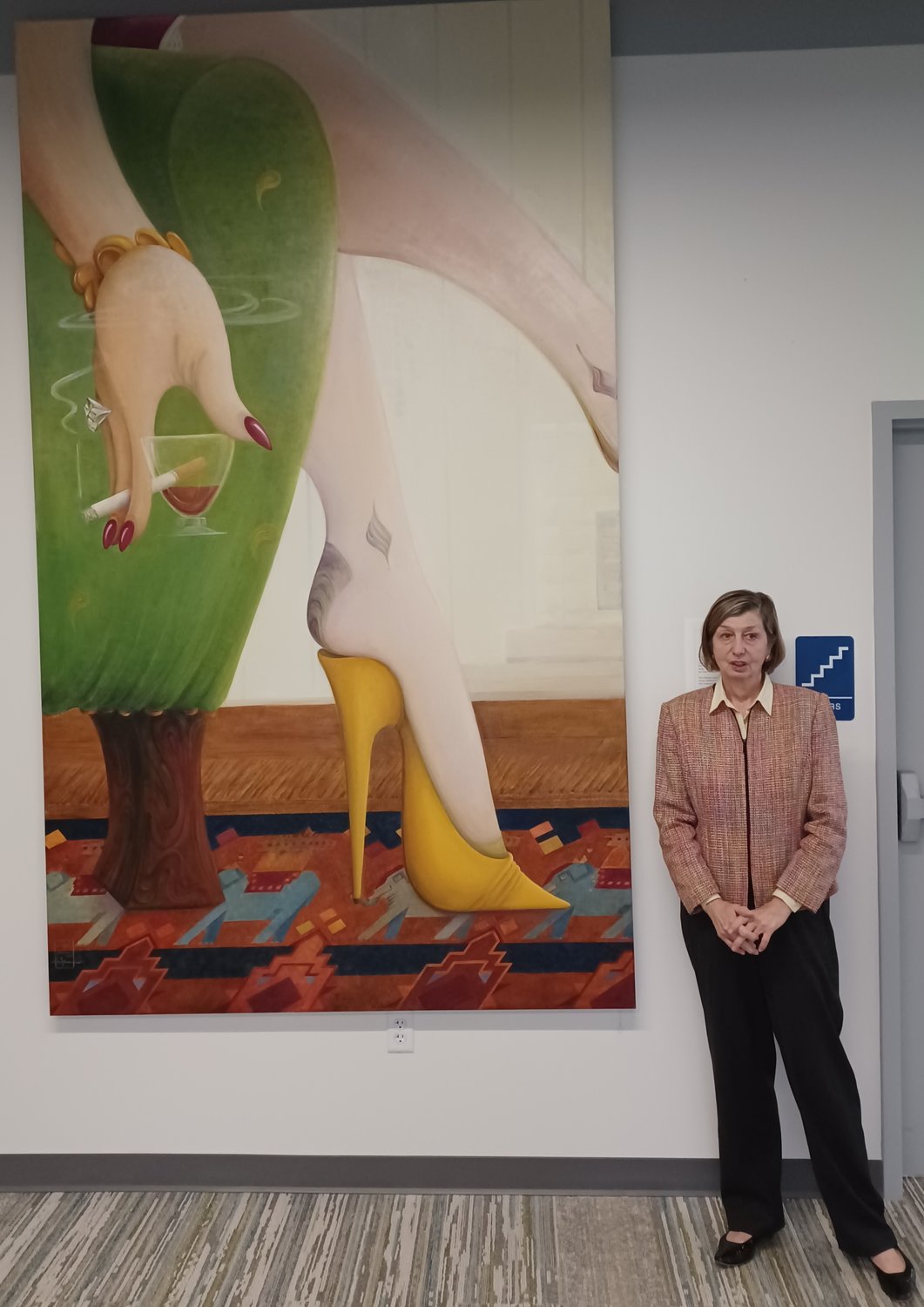 “Seventeen Legs,” currently on exhibit at the link, is one of Susanne Schuenke’s largest paintings. It measures 9 by more than 5 feet.