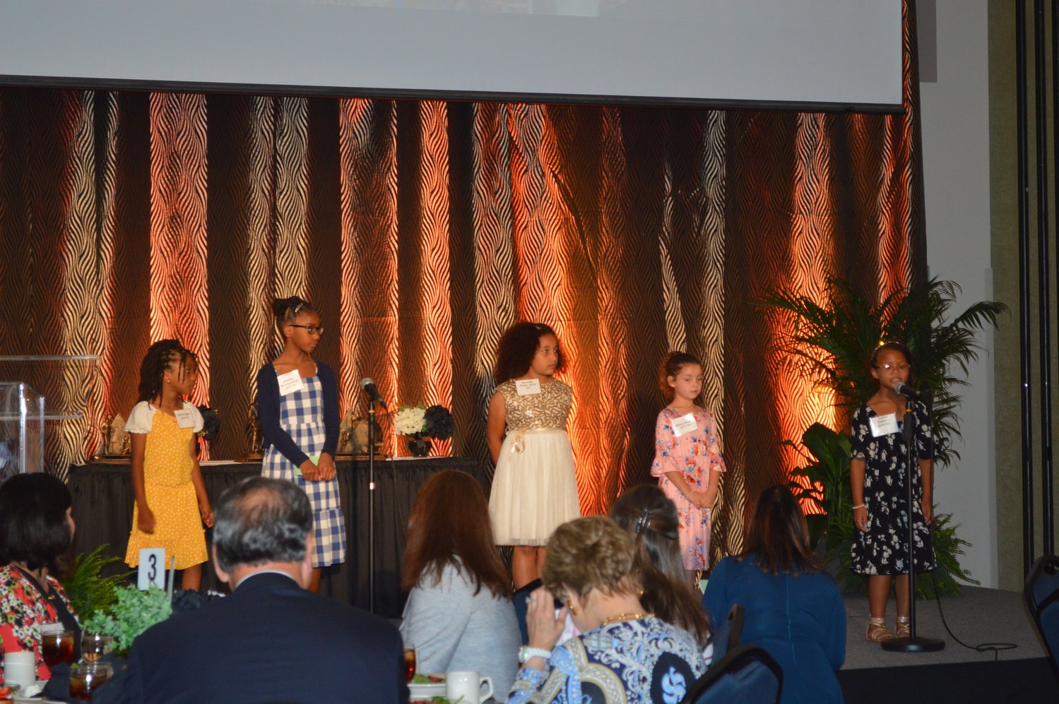 Five students from Girls Inc. perform their skit, “When I Grow Up,” at the Junior Achievement of North Florida’s 2022 Hall of Fame Luncheon.