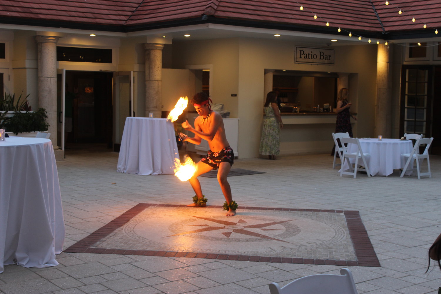 The entertainment for the Hawaiian-themed event included a fire dance.