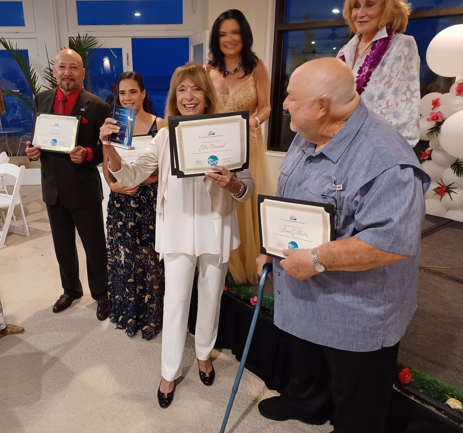 Ellen Diamond, third from left, received Irene Lazzara’s Beaches, A Celebration of the Arts Award.