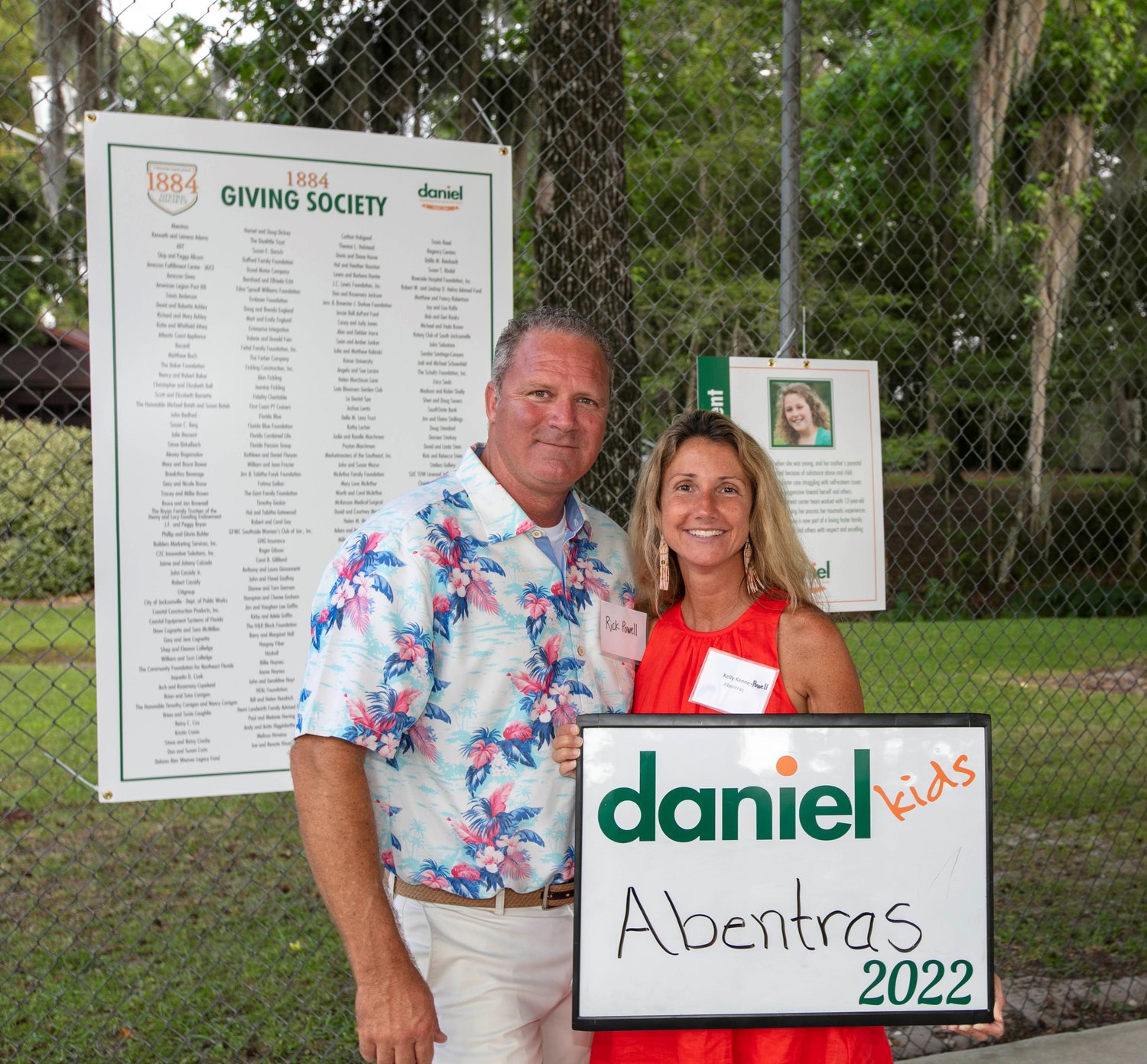 Rick Powell and Kelly Kenne-Powell of Abentras, located in Ponte Vedra, during the 1884 Giving Society event, which benefits Daniel.