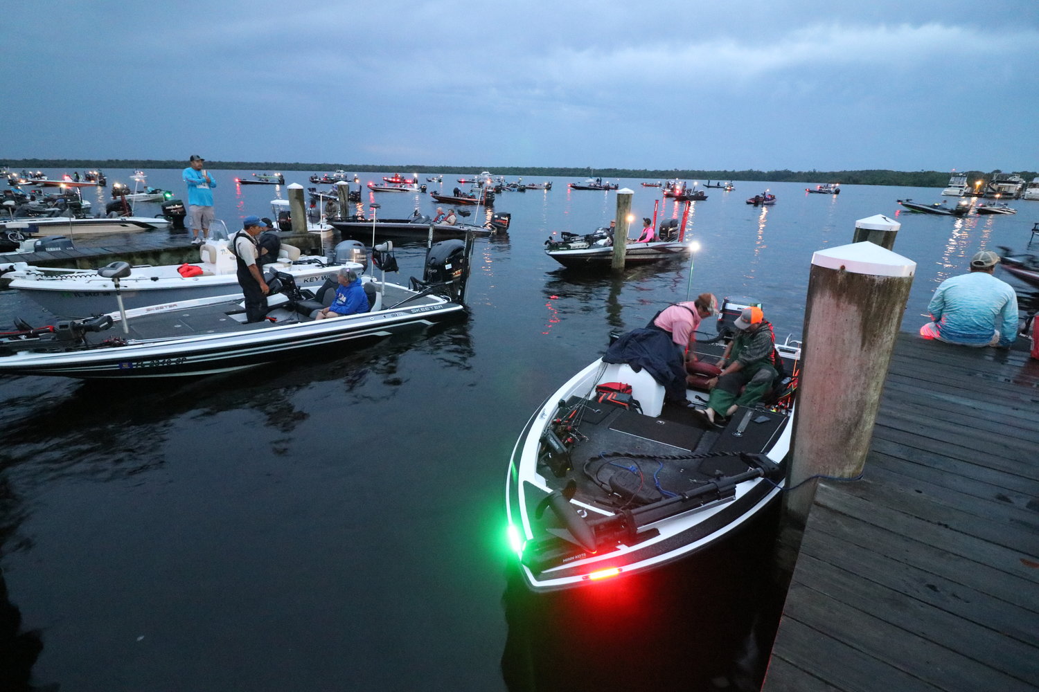 Boats launch on the final day of the Wolfson Children’s Hospital Bass Tournament.