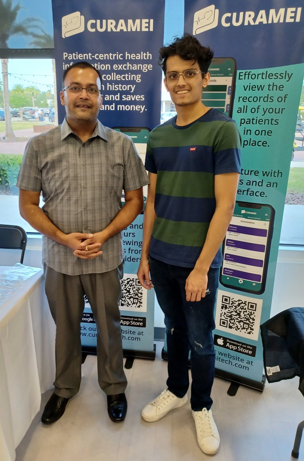 Pankaj Singh and son Aditya spoke with the public about their new app during the link’s Business Expo on Friday, July 15. The app, Curamei, helps people retain ownership of all their health information.