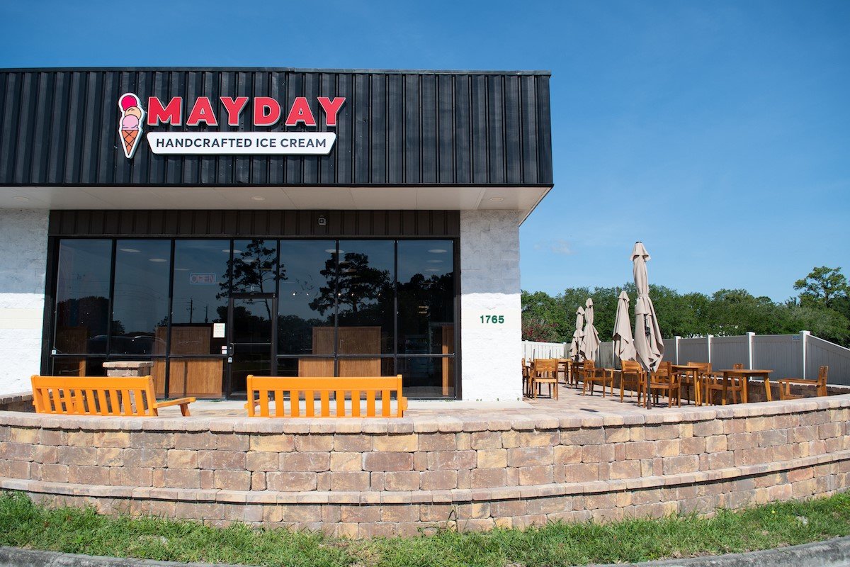The new Mayday Handcrafted Ice Creams location offers plenty of outdoor seating.