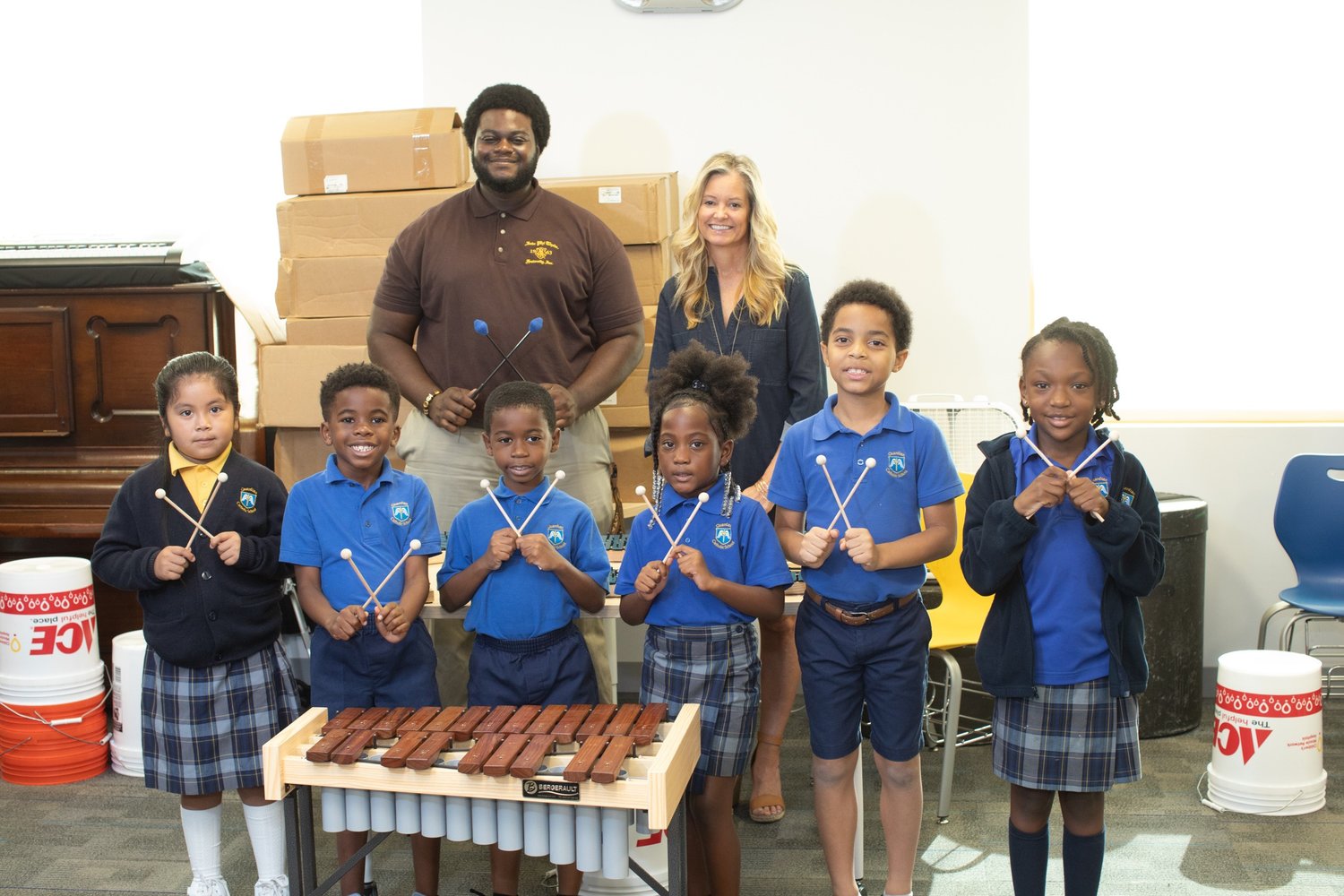 The Jim & Tabitha Furyk Foundation recently provided percussion instruments, keyboards and xylophones to the Guardian Catholic School music program.