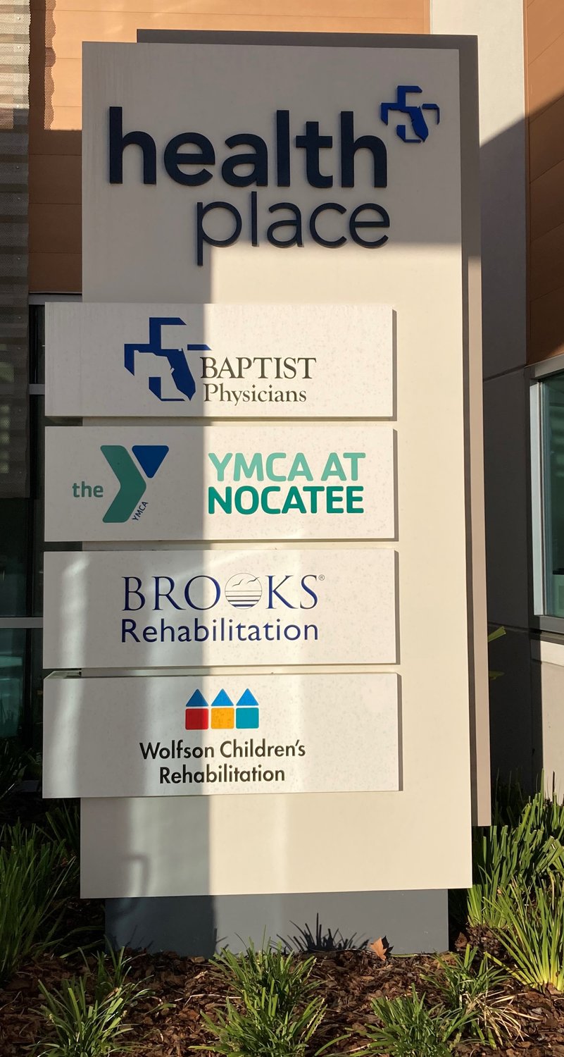 This sign outside Baptist HeathPlace at Nocatee lists some of the providers located there.