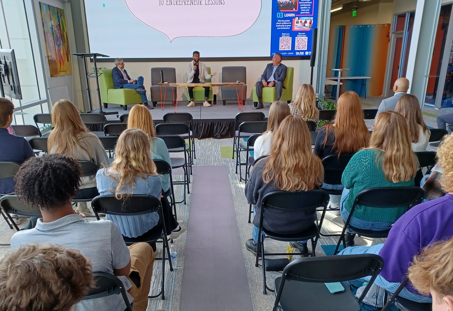 Entrepreneur Danish Sayed speaks to students from Ponte Vedra High School during the three-day celebration of entrepreneurship, EnterCircle Summit 2022, which was held at the link in Nocatee.