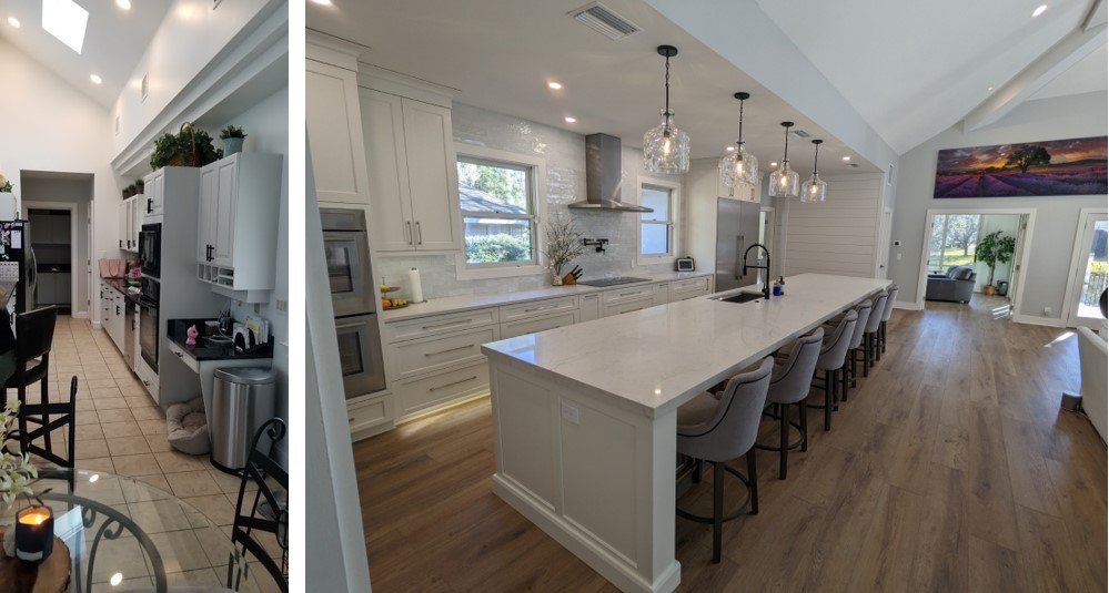 Kitchen Before (left), Kitchen After (right)