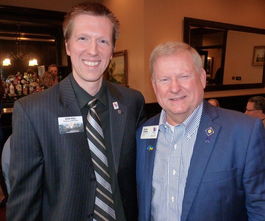2023-24 President Josh Hull, left, stands next to John Tabor, Rotary District 6970 governor.