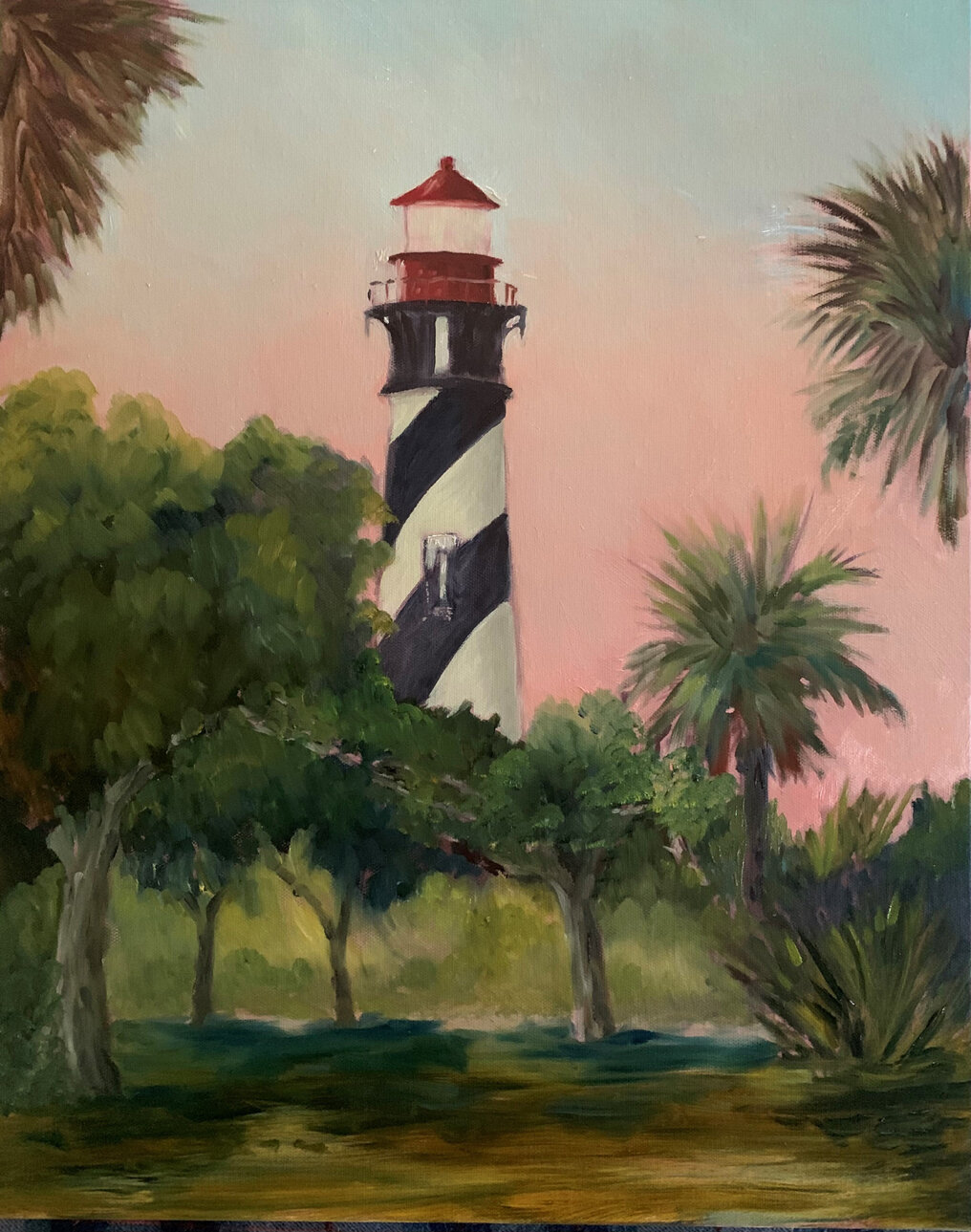 This plein air painting depicts the St. Augustine Lighthouse.